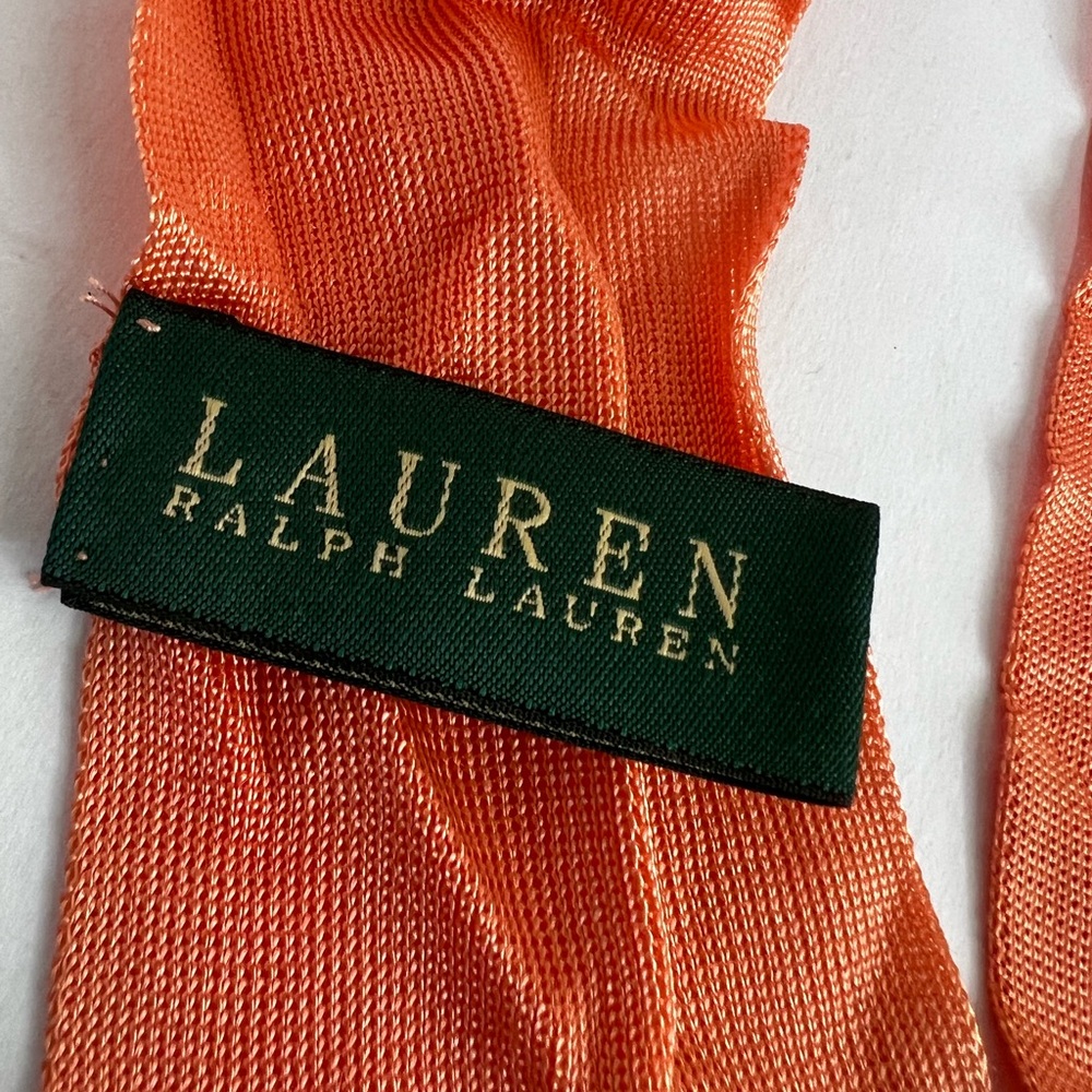 Lauren Ralph Lauren Pink Orange Ombre Rayon Ruffle Skinny Scarf - Picture 5 of 9